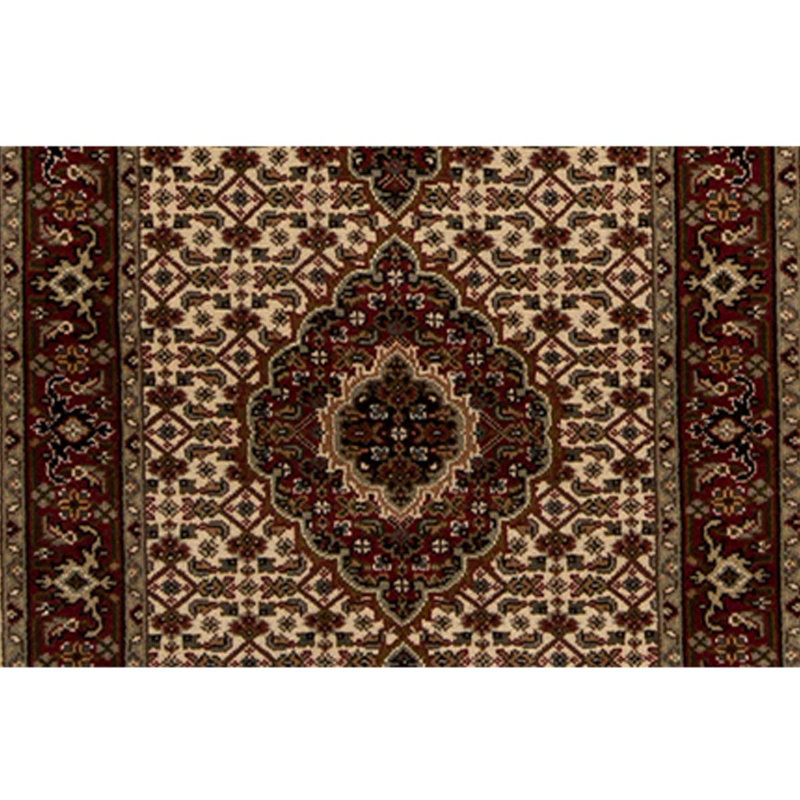 Tapis de couloir rouge / crème noué à la main de conception unique 2 pi 8 po x 6 pi 7 po