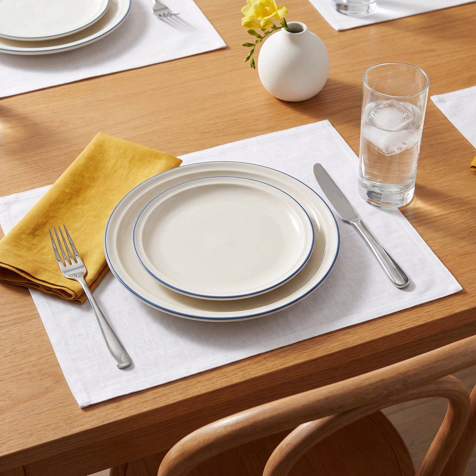 Woven Chambray Cotton Placemat, White