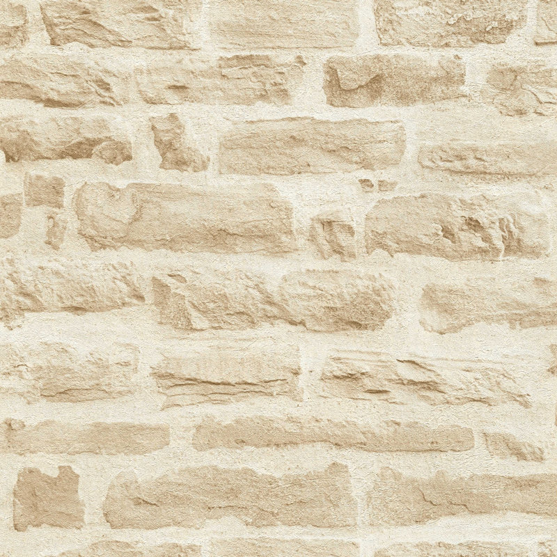 Rouleau de papier peint à brique en pierre Mcgrail L 33 pi x l 21 po, Crème