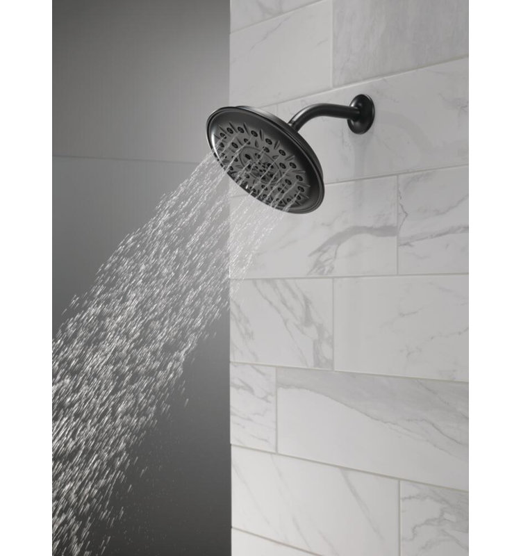 Pomme de douche fixe multifonctionnelle avec technologie H2Okinetic, Noir mat
