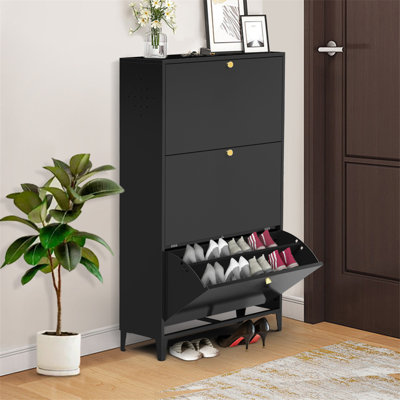 Armoire à chaussures 3 tiroirs en acier