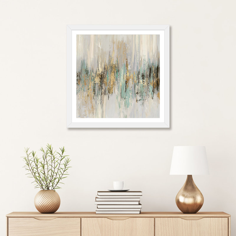 «Dripping Gold II» par Tom Reeves - reproduction d'art, H 24 po x l 24 po x p 1 po, Encadré par un papier blanc