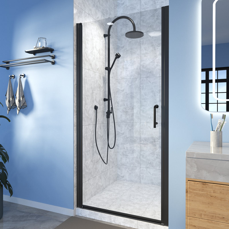 36" W x 72" H Pivot Semi-Frameless Shower Door, Clear