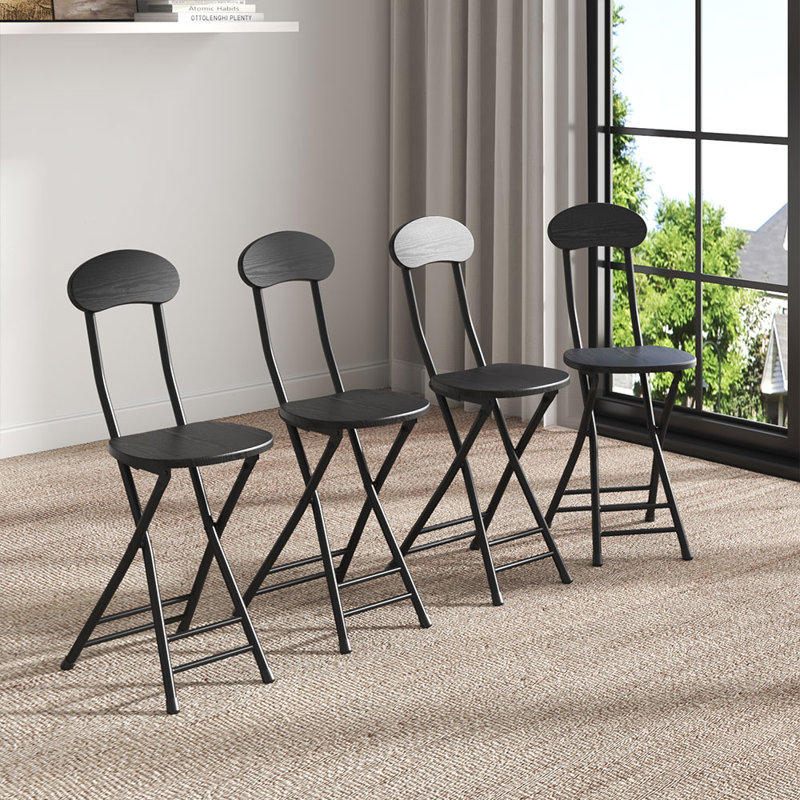 Minott 45.5cm H Folding Cantilever Chair in White, Black