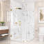 Cabine de douche d'angle à charnières murales sans cadre Nirvana, 89 cm L x 89 cm P x 203 cm H, verre clair facile à nettoyer de 10 mm d'épaisseur, finition or brossé-135874914-136404245