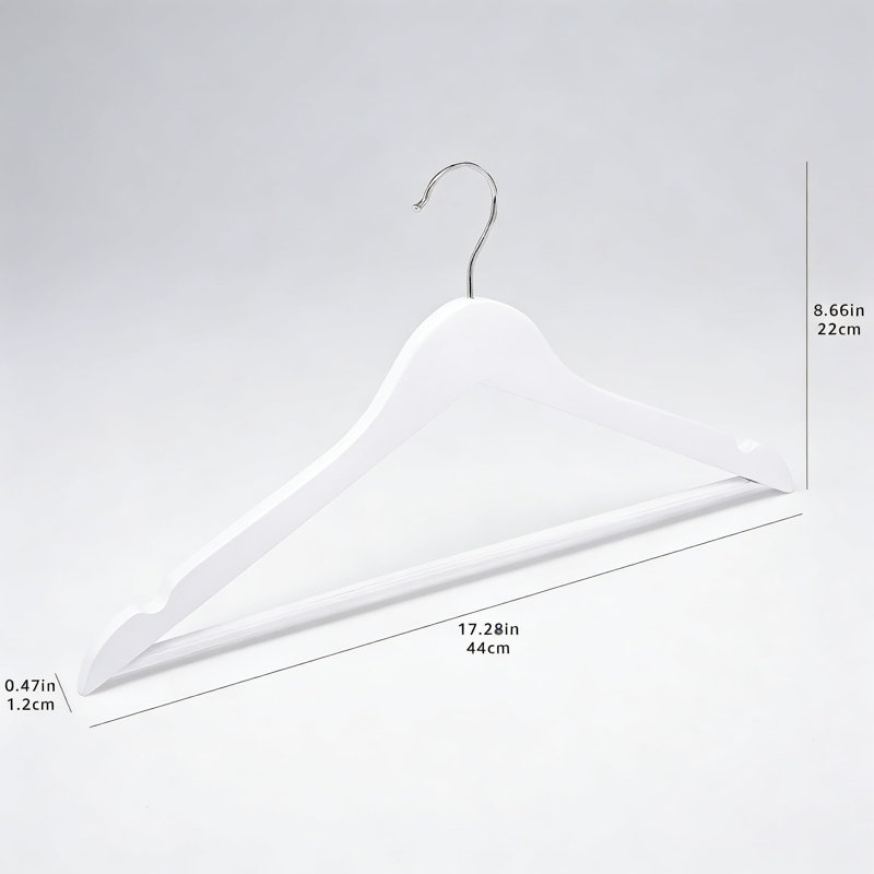Cintres de costume en bois durable, paquet de 80 avec finition blanche, conception profilée pour manteaux, vestes et vêtements professionnels