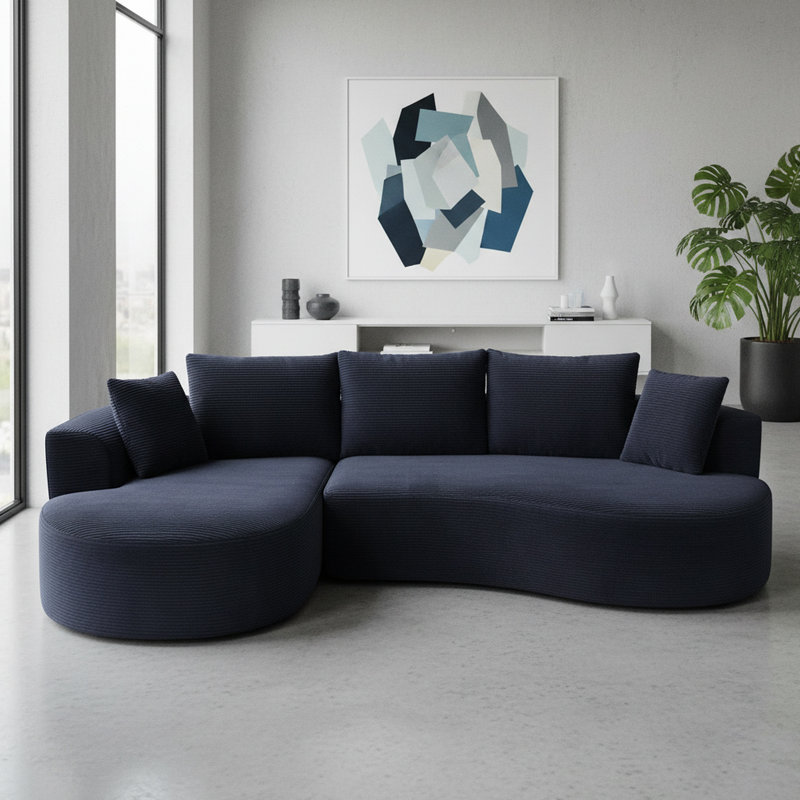 Ensemble de canapé modulaire courbé 2 pièces avec coussins, mobilier de salon ergonomique minimaliste, sièges modernes, sans assemblage, canapé et méridienne