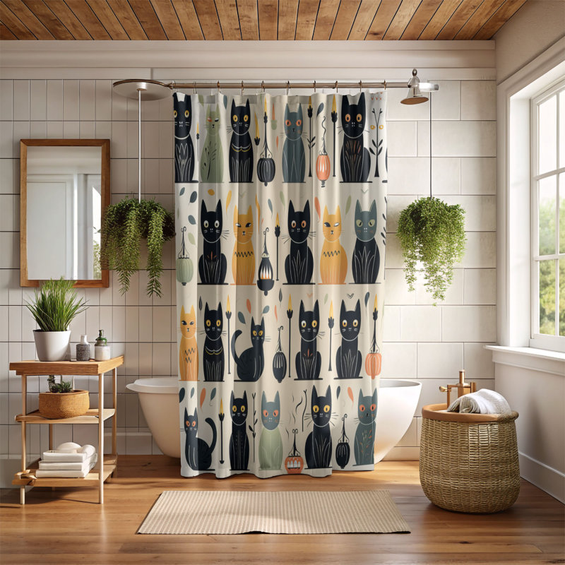 Shadowy Kitties - Rideau de douche Premium, H 74 po x l 71 po