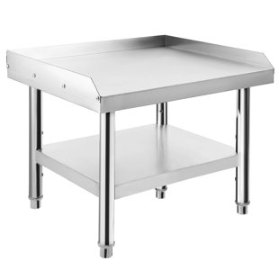 Table-gril en acier inoxydable avec support de rangement réglable