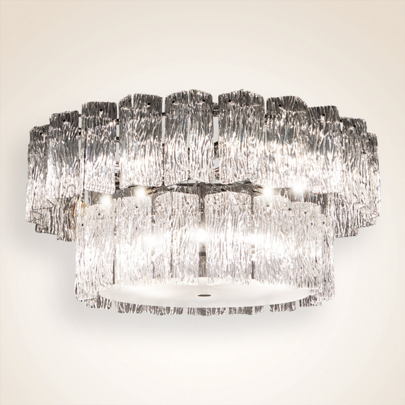 Lustre tambour vénitien Vivian, Argent antique, Cognac, 46 po de diamètre x 20 po de hauteur
