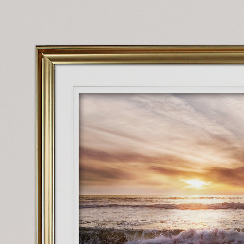 Point Reyes Beach Sunset - reproduction de cadre photo, Or, H 30 po x l 40 po x P 1,5 po