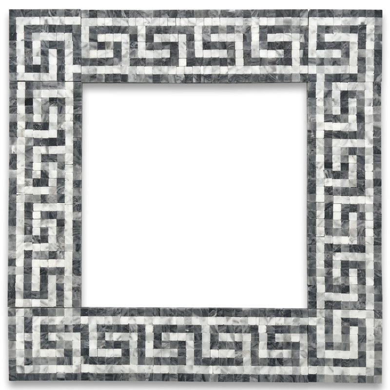 6" x 18" Marble Mosaic Wall & Floor Tile, White/Gray