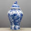 Blue and White Temple Jar with Lid