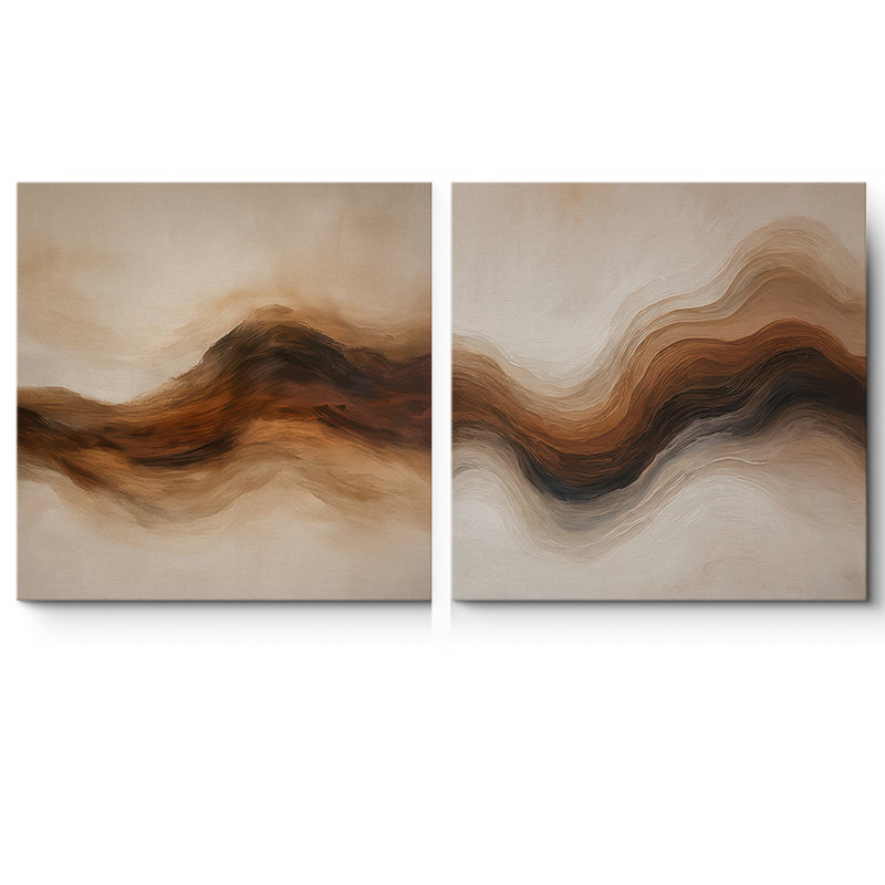 Ensemble de 2 impressions sur toile neutres, minimalistes, modernes et abstraites pour décor de salon - 12 po x 12 po x 2 po