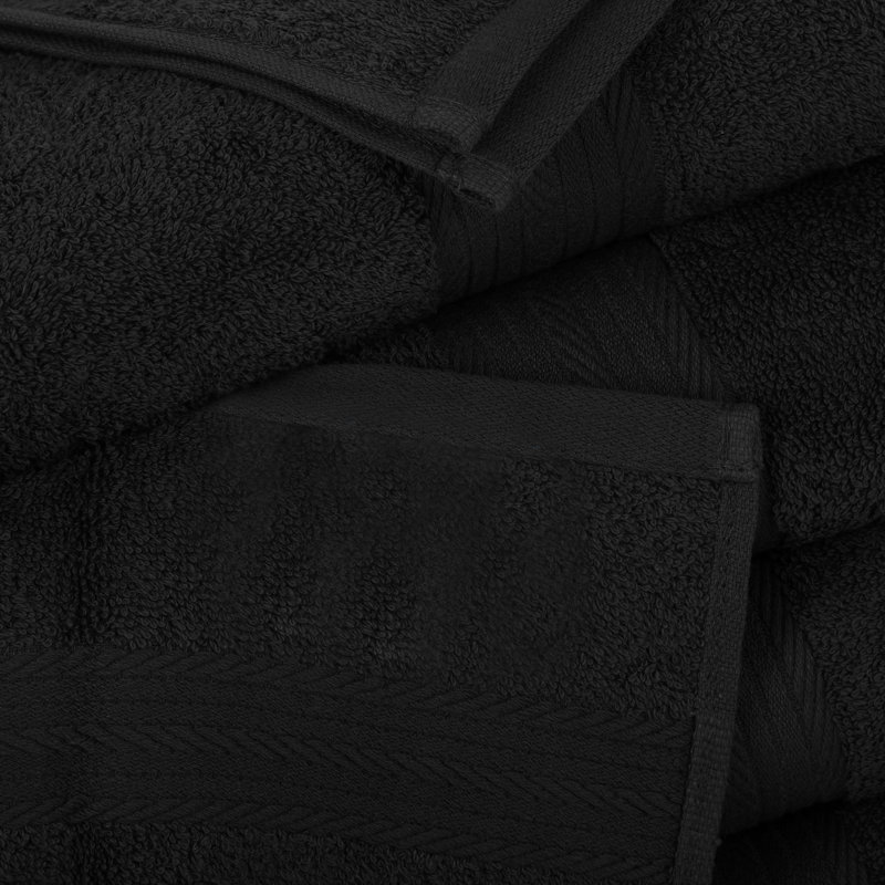 Ensemble de serviettes 100% coton doux et épais Como, Noir, Ensemble de serviettes 18 pièces