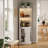 67.3" Corner Bar Cabinet With Power Outlet, Farmhouse Wine Bar Cabinet With Adjustable Shelves For Home,With Lights & Glass Rack For Dining Room, Living Room, Kitchen