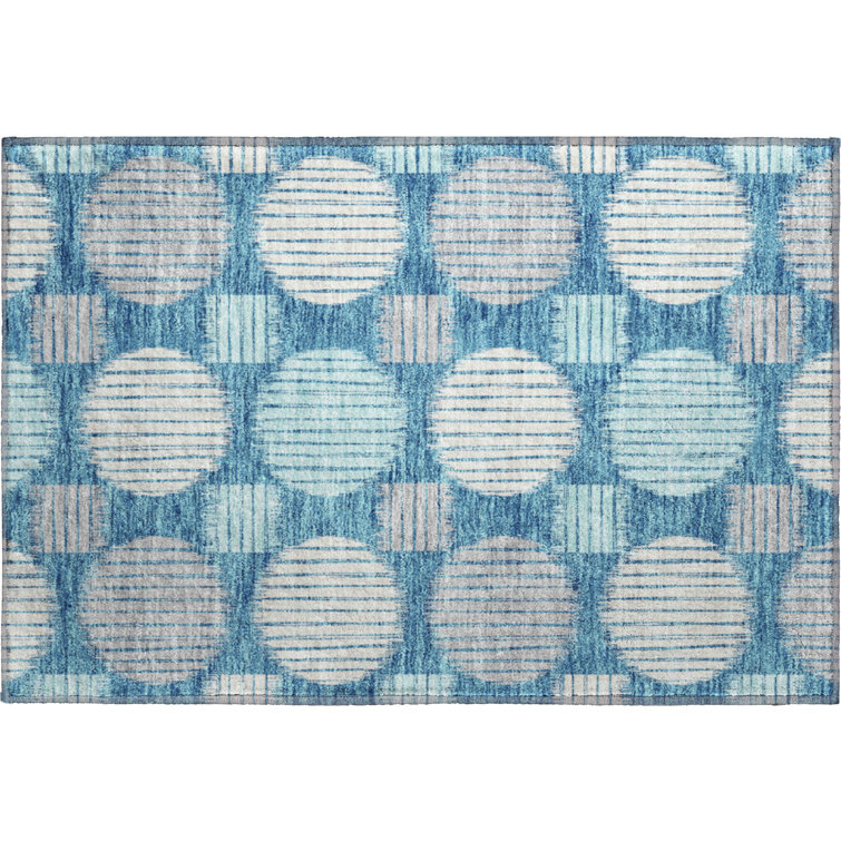Premium Machine Washable Prisco Teal Rug