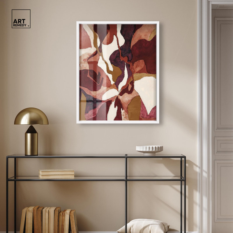 «Collage of a Red World III Shadowbox», impression murale boho dorée par Art Remedy, cadre noir, 16 x 20, H 31 po x l 25 po