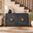 55" Mid-Century Modern Buffet Sideboard Cabinet With Wavy Grain Doors & Adjustable Shelves, Dark Walnut Kitchen Storage Cabinet For Living Room, Entryway, Coffee Bar-838256430