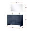 Meuble-lavabo double bleu marine 48 po L 20 po x P 20 po, surface en quartz blanc, robinet en nickel brossé, miroir 43 po et teinté - meuble-lavabo P 48 po, comptoir, grattoir 43 po - fabrication