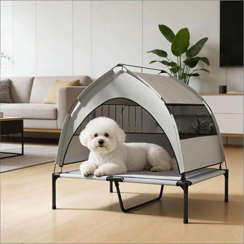 Lit pour animal de compagnie avec coussin, lit pour chien portatif surélevé