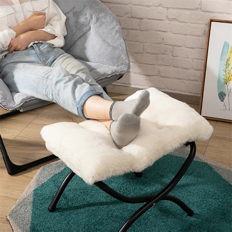 47cm Wide Footstool Ottoman, White