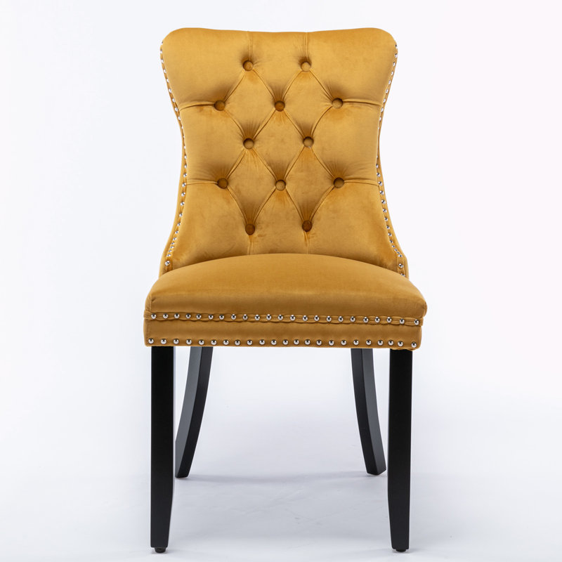 Fukuichi Velvet Side Chair, Gold Velvet