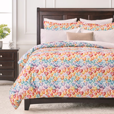Chanasya Rainbow Hearts Double Brushed Microfiber Duvet Cover Set