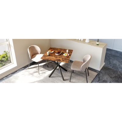 Table d'appoint rustique carrée, pieds en métal en X avec plateau en grain de bois, table de bout décorative industrielle pour le salon, la chambre à coucher et le bureau personnel, brun, 31,5 po x 31,5 po x 29,5 po