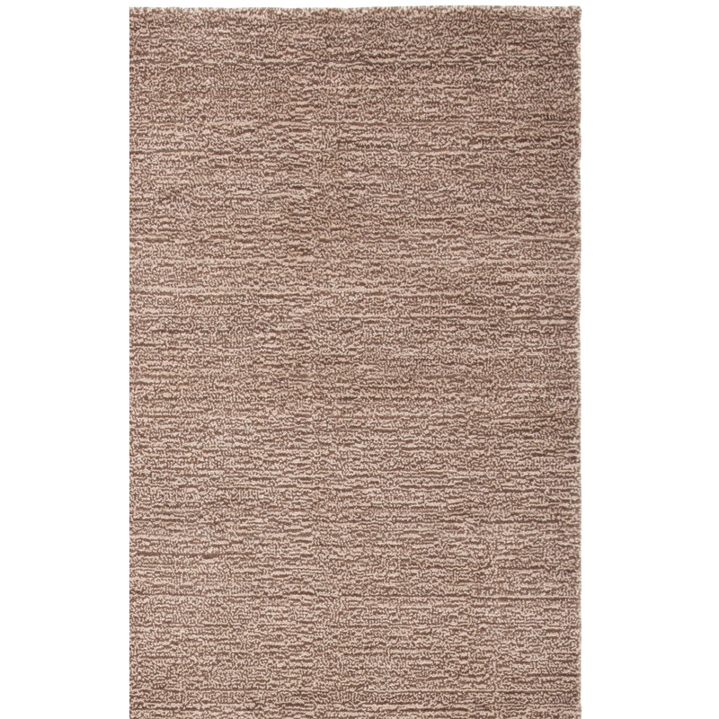 Tapis brun uni en laine / coton tissé à la main Frann, Rectangle 3 pi x 5 pi