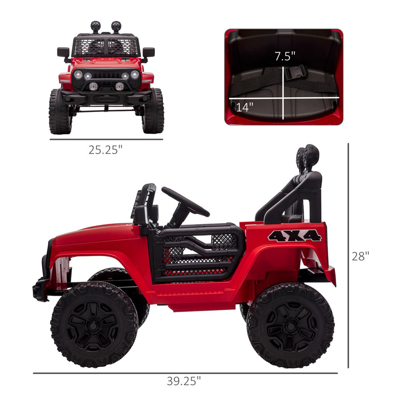 Red 12V Electric Battery Powered Off-Road Truck Toy