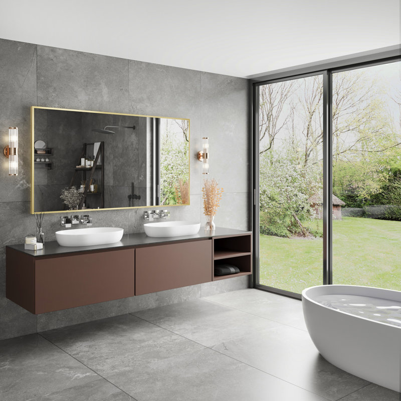 Miroir d'appoint Lesamuel, 30 po x 55 po, Rectangulaire, Doré