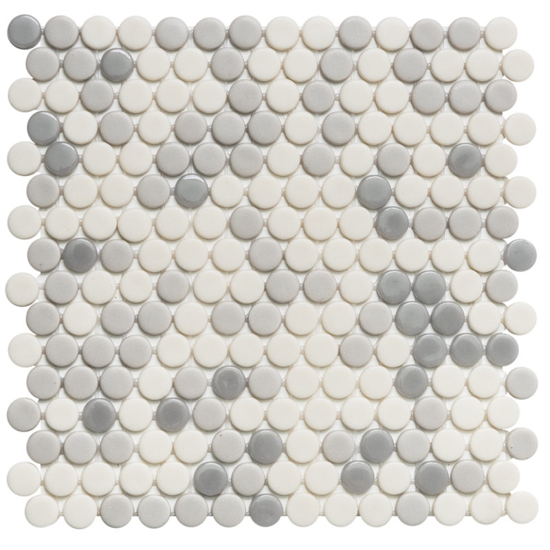 Eterna Penny 12" x 12" Glass Round Mosaic Wall & Floor Tile, Cina
