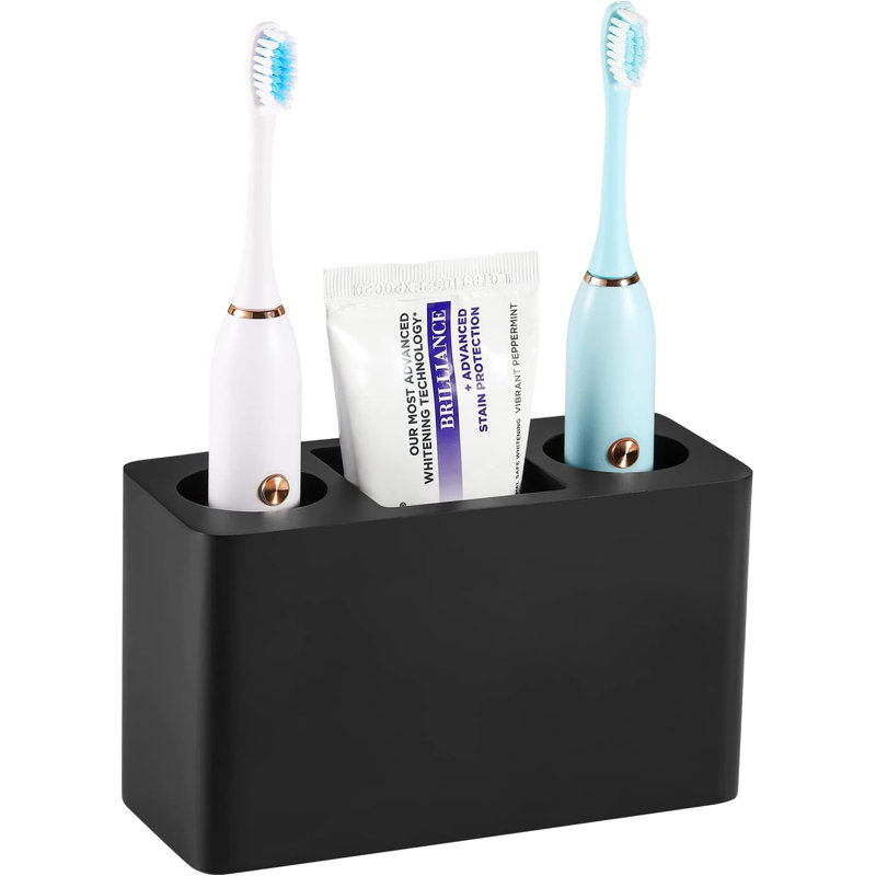 3 Slots Electric Toothbrush And Toothpaste Holder,  Black