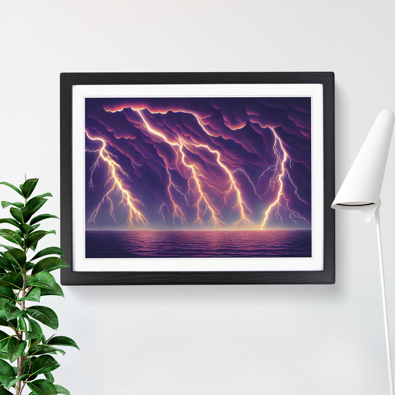 Watercolour Lightning Vol.6 - Single Picture Frame Print, Black Framed, 46cm H x 64cm W x 2cm D