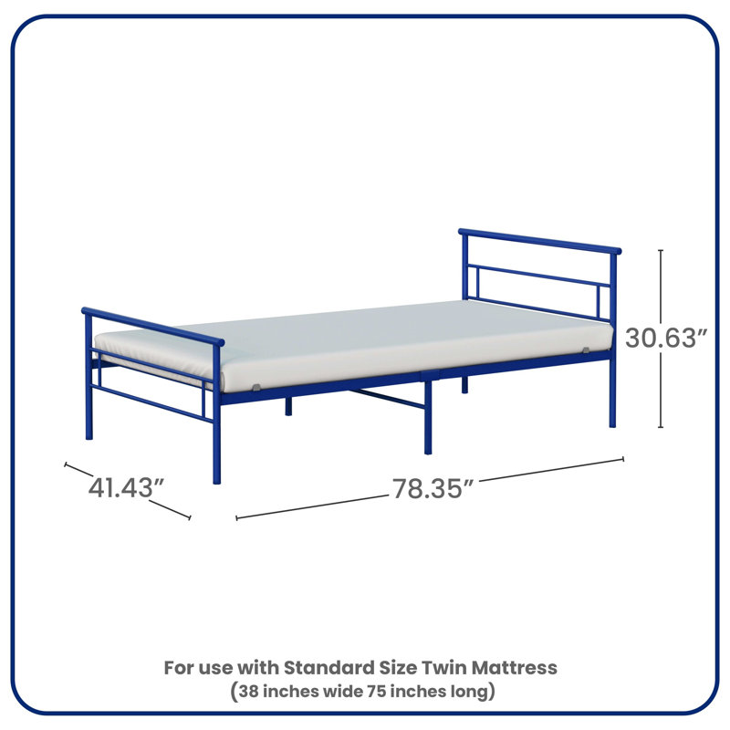 Seattle Metal Twin Bed, Blue