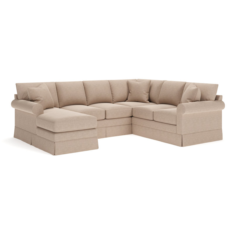 Friedman Upholstered Chaise U-Sectional, Left Hand Facing, Conversation Linen Basketweave