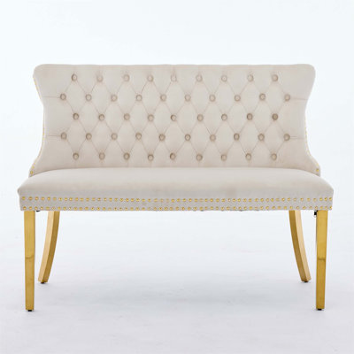 2-Seat Tufted Accent Chair With Steel Legs