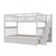 Lit superposé double sur lit double pour chambre à coucher, équipé d'un tiroir, d'un rangement et d'un garde-corps sur l'escalier-2142315217