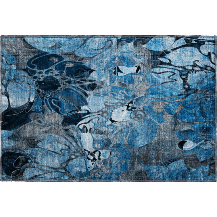 Premium Machine Washable Cerrito AMF558 Blue Rug
