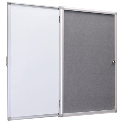 Excello Global Products 36" x 24" Enclosed Bulletin Board with Sliding Whiteboard