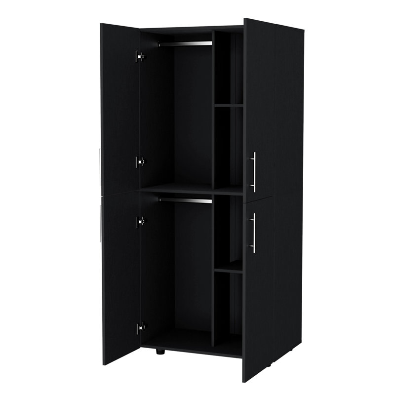 Armoire noire à 4 portes, H 70,9 po x l 31,6 po x P 18,1 po, Noir