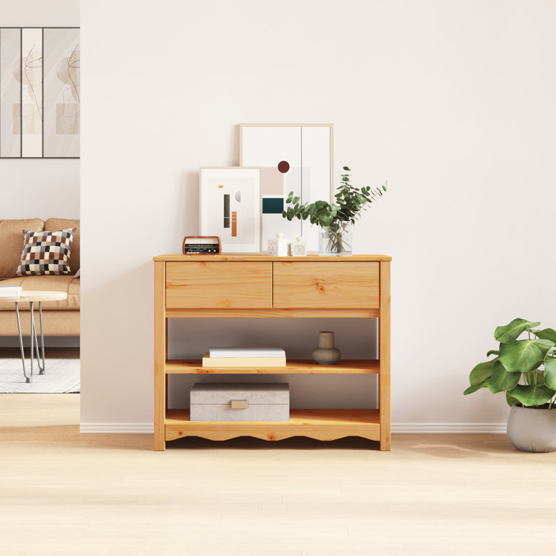 37cm Solid Wood Console Table, Light Oak