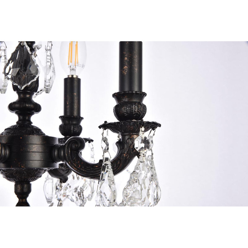Downes 4 - Light Dimmable Classic / Traditional Chandelier, Royal Cut, Golden Teak, Dark Bronze