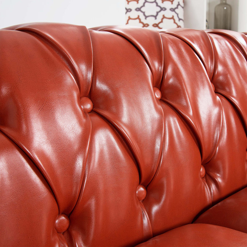 Canapé de salon rembourré Chesterfield, Orange