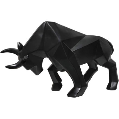 Polyresin Bull Figurine Home Decor, Abstract Sculptures, Furnishing Animal Ornament, Geometric Surface Statues Home Decor Ornament
