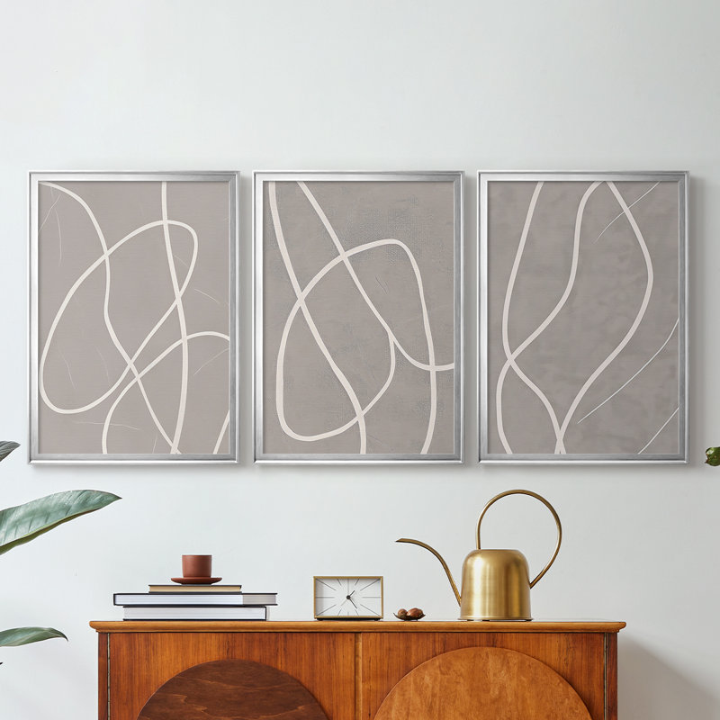ABSTRACT Series DL XXXVI - Toile tendue avec châssis sur mesure - 3 pièces, H 15 po x l 19 po