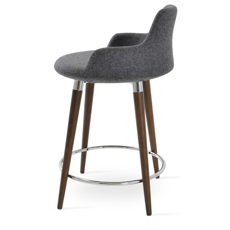 Tabouret de bar et de comptoir Dervish, Noyer, Gris foncé, Tabouret de comptoir (siège d'une hauteur de 24,5