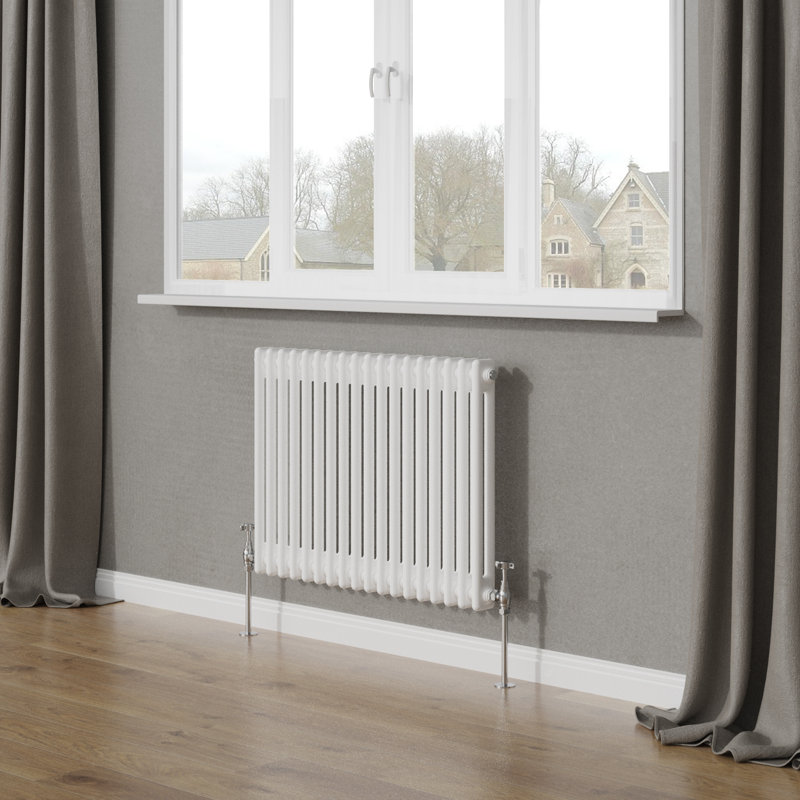 Tryphosa Traditional 2 Column Horizontal Designer Radiator, 60cm H x 83cm W, White
