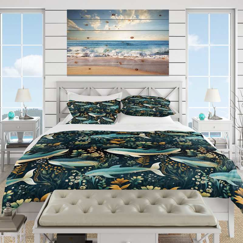 Ensemble de housse de couette Oceanic Whale, Housse de couette pour très grand lit et 2 très